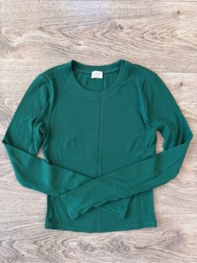 Wilfred Emerald Green Ribbed Long Sleeve Crewneck